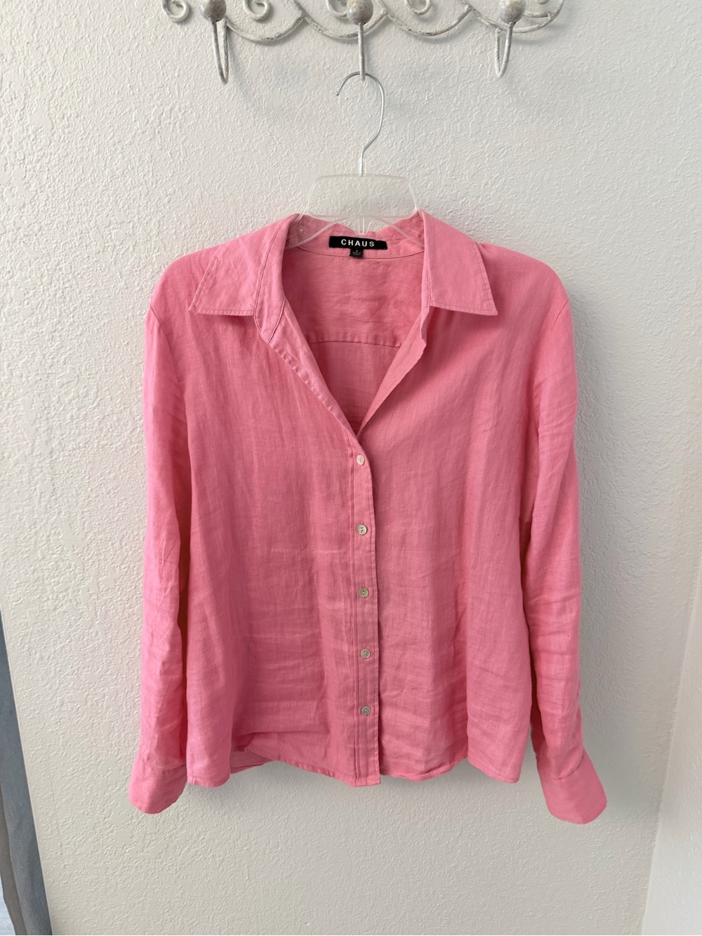 Vintage Chaus Pink Linen Shirt